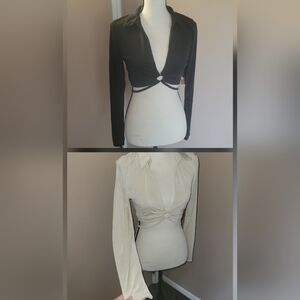 Elegant Black and Cream Women's Tops